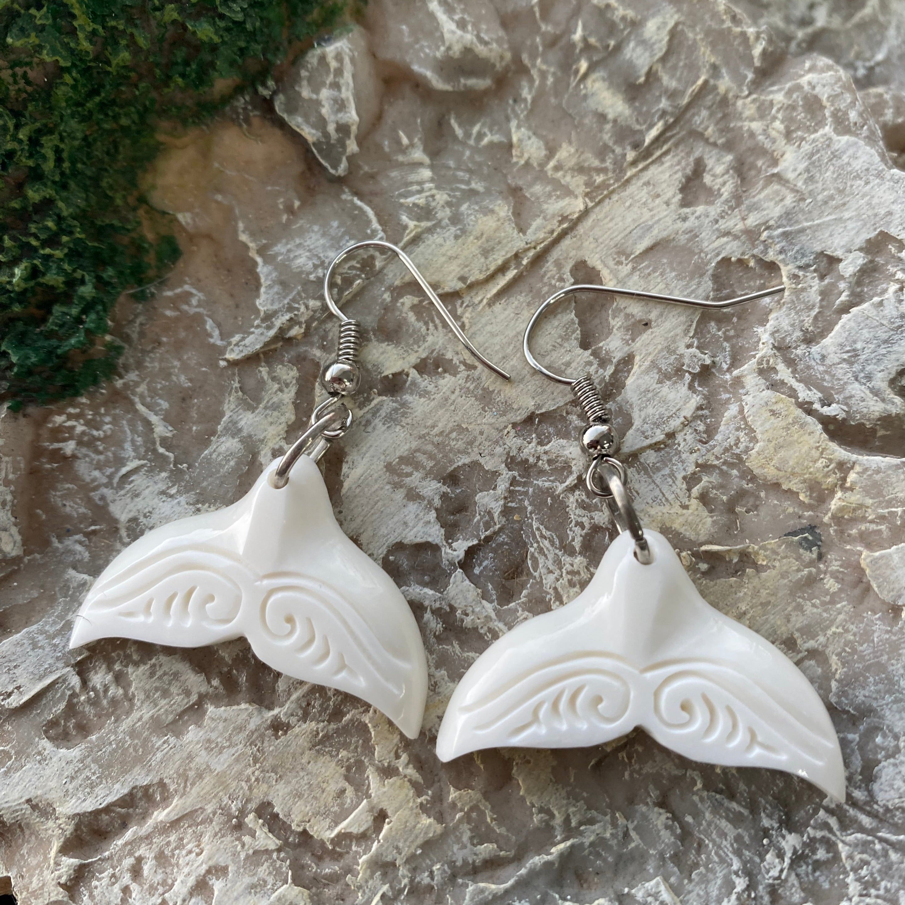 Whale Tail Earrings | Genuine Bone Earrings | Gizzy Gifts and More