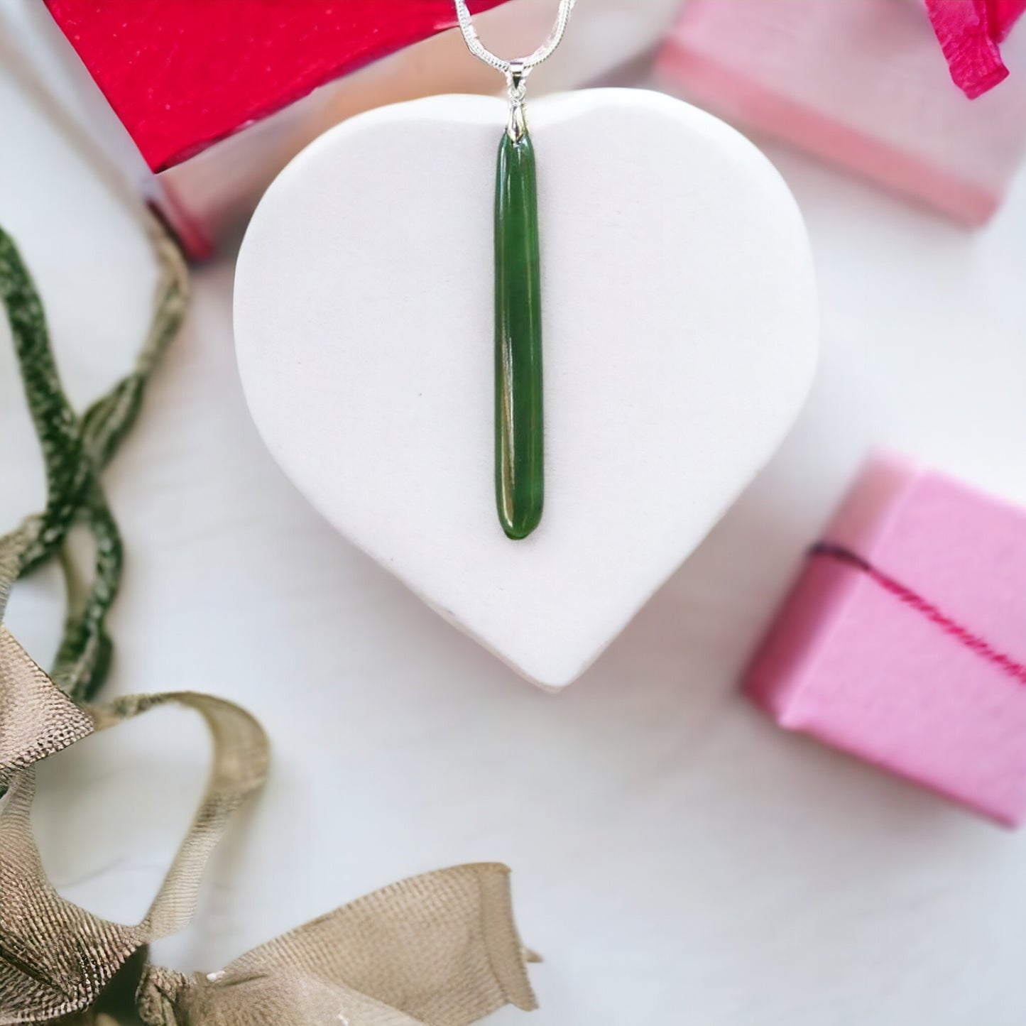 Greenstone / Pounamu Pole Pendant on Sterling Silver Chain