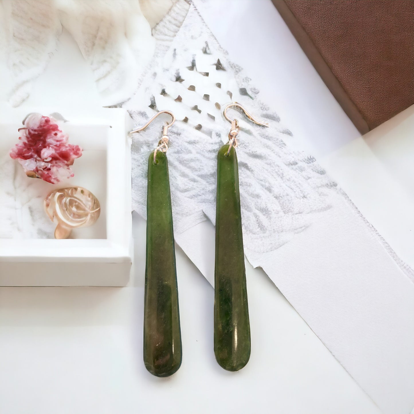 Greenstone / Pounamu Roimata Earrings 80mm