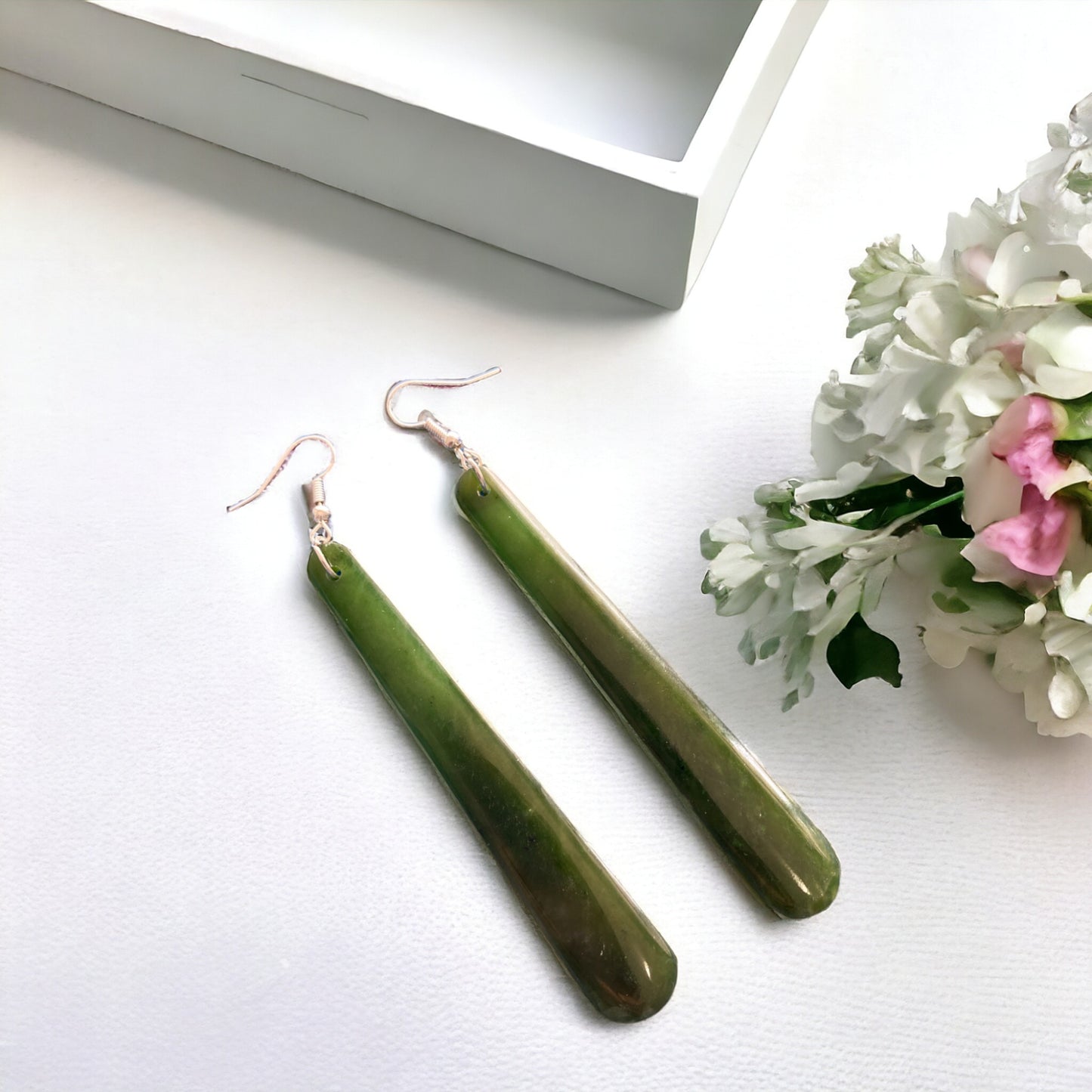 Greenstone / Pounamu Roimata Earrings 80mm