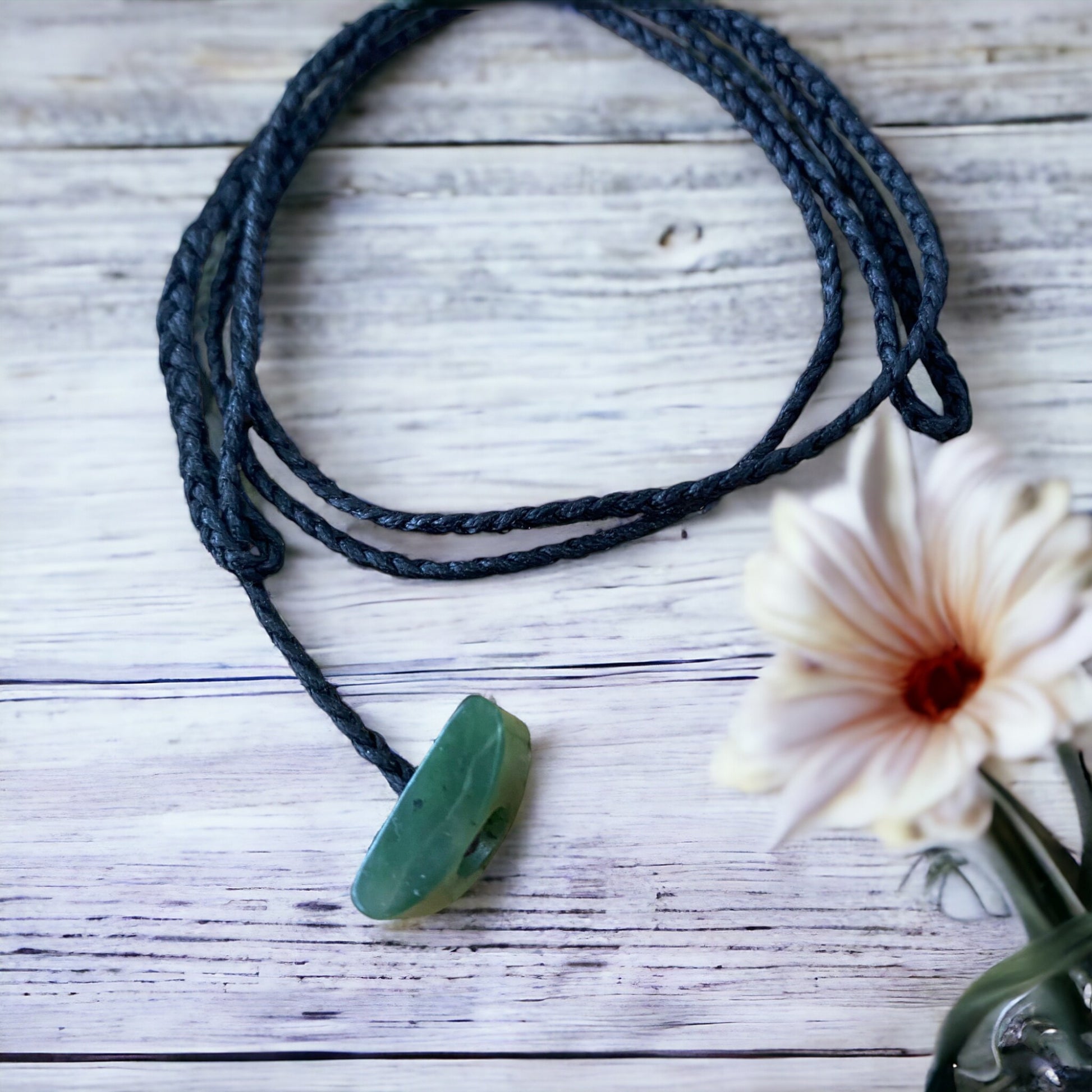 Braided Pendant Cord with Greenstone Toggle