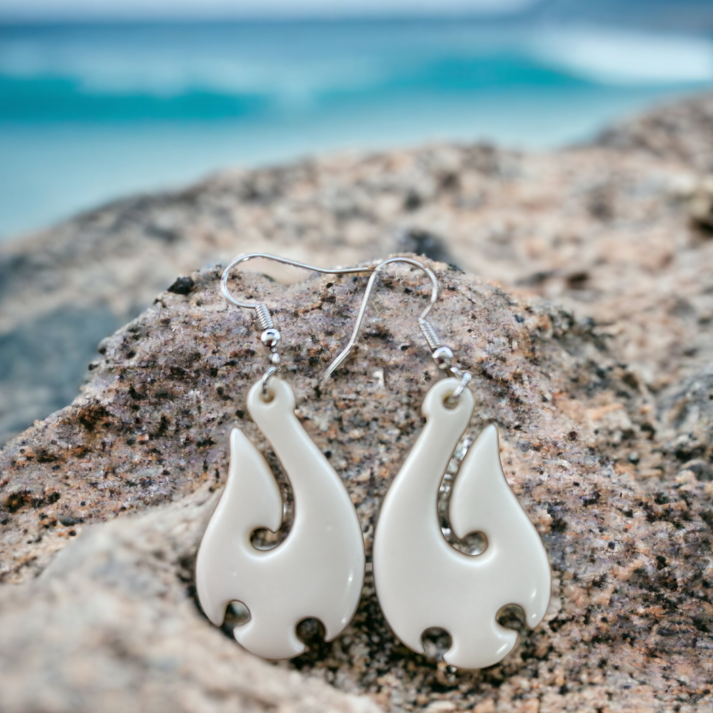 Bone Hei Matau (Fish Hook) Earrings