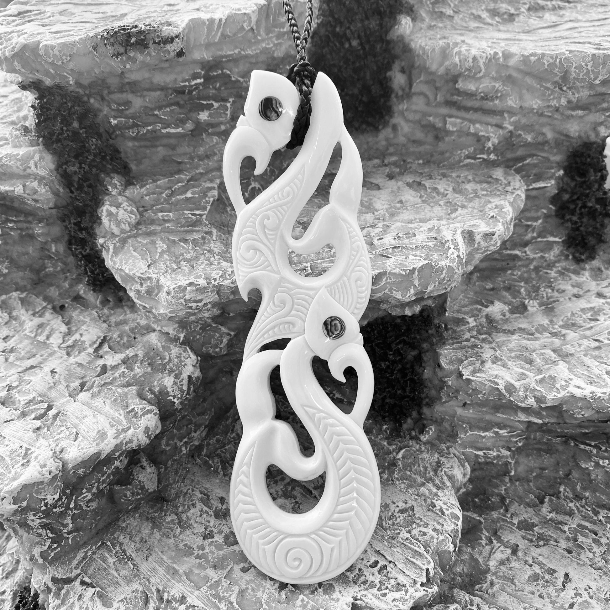 Bone Manaia Double Hook Pendant (BPXL006)