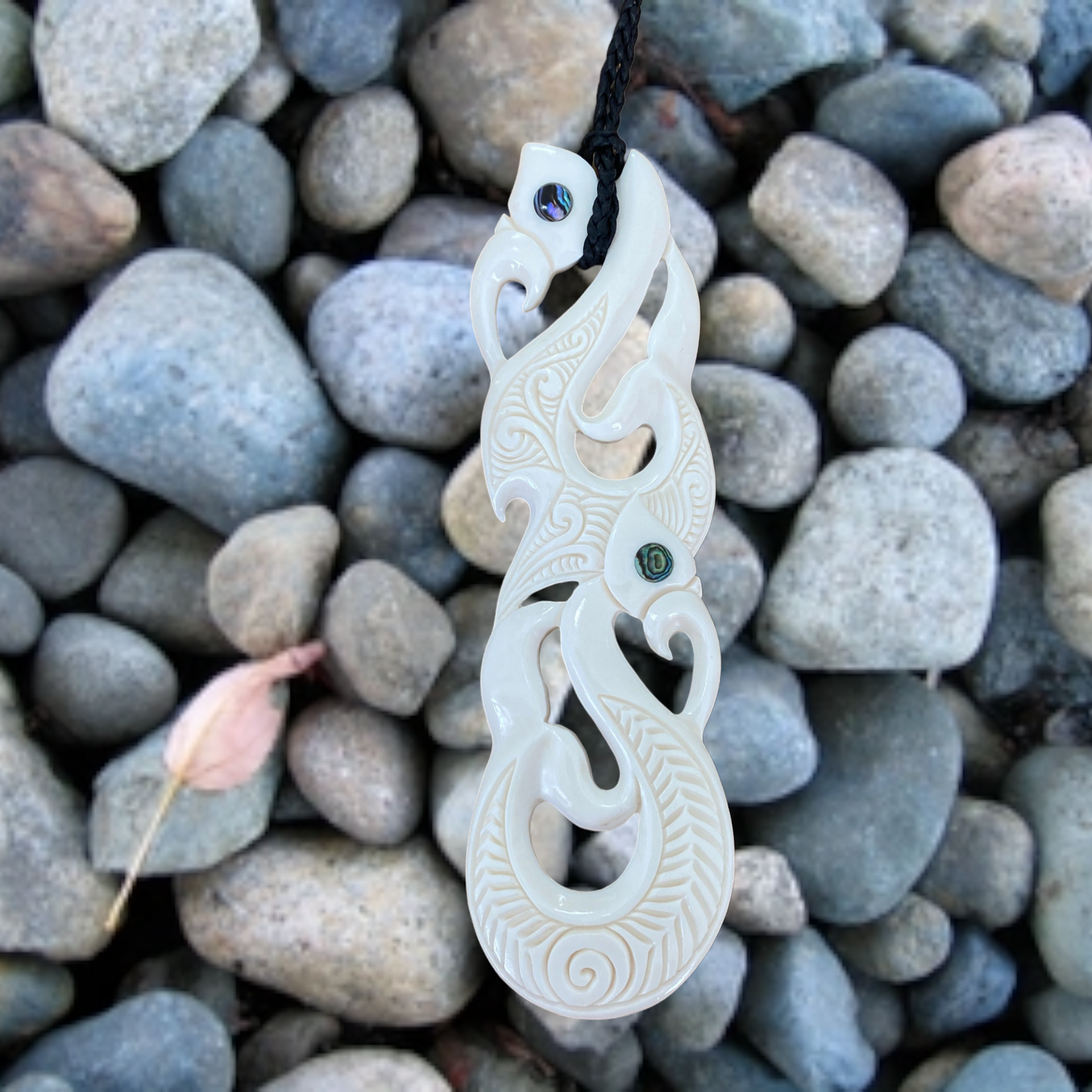 Bone Manaia Double Hook Pendant