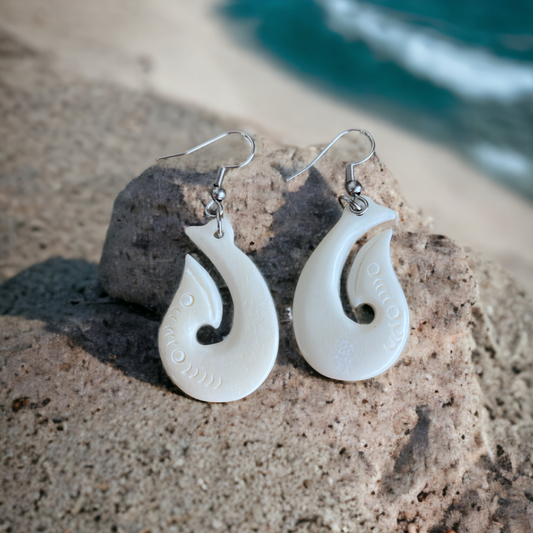 one Hei Matau (Fish Hook) Earrings