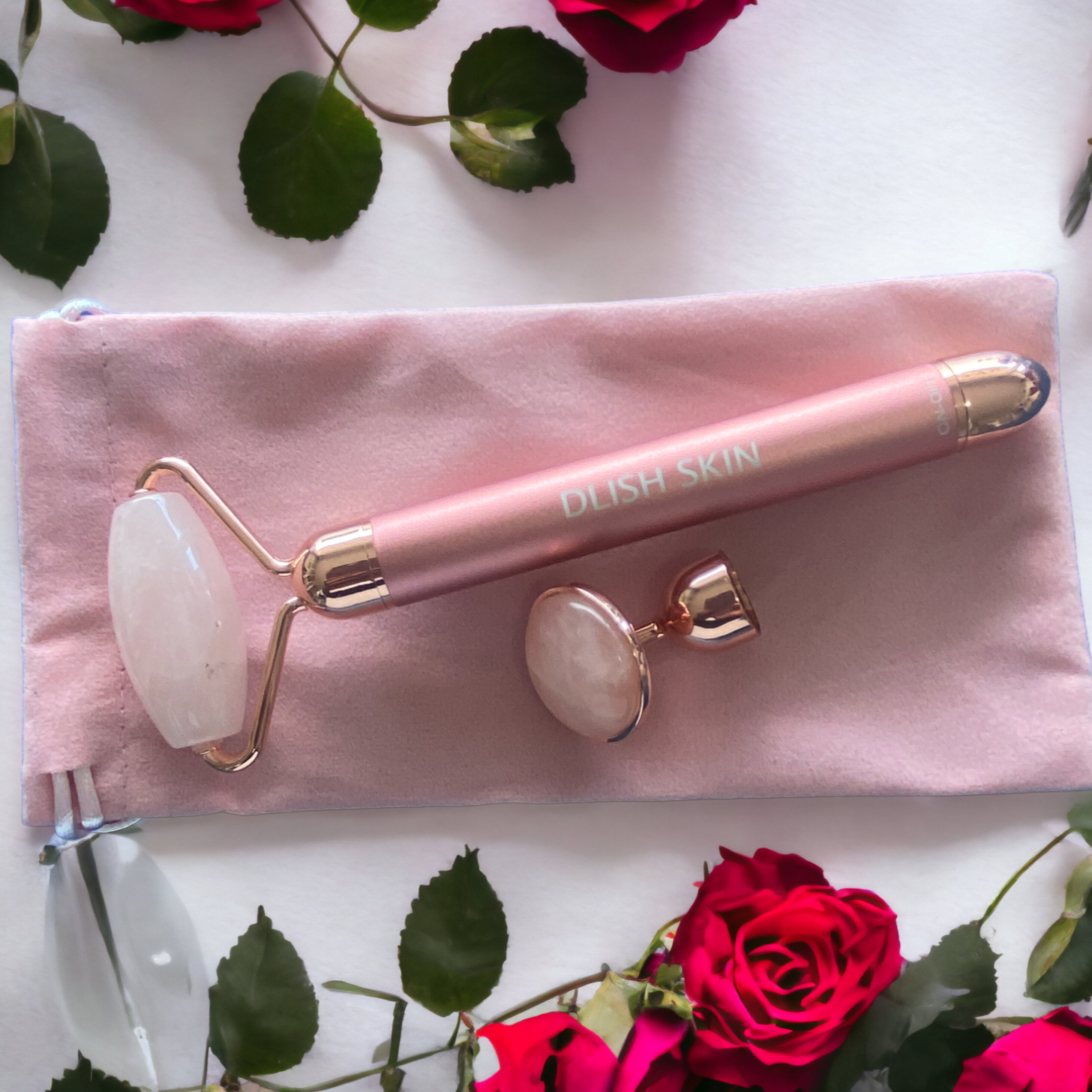 D-Lish Vibrating Rose Quartz Lift & Contour Face Roller