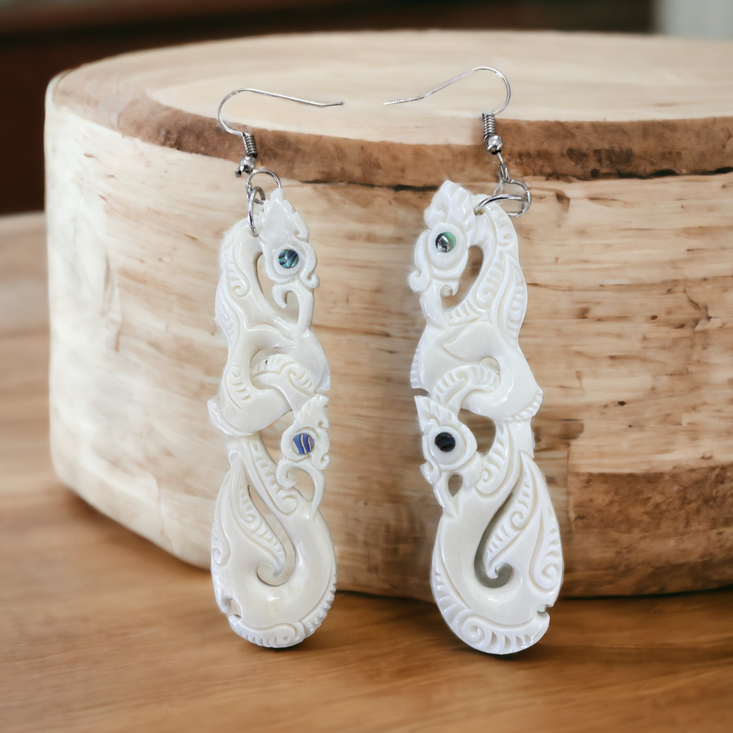 Bone Earrings Double Manaia