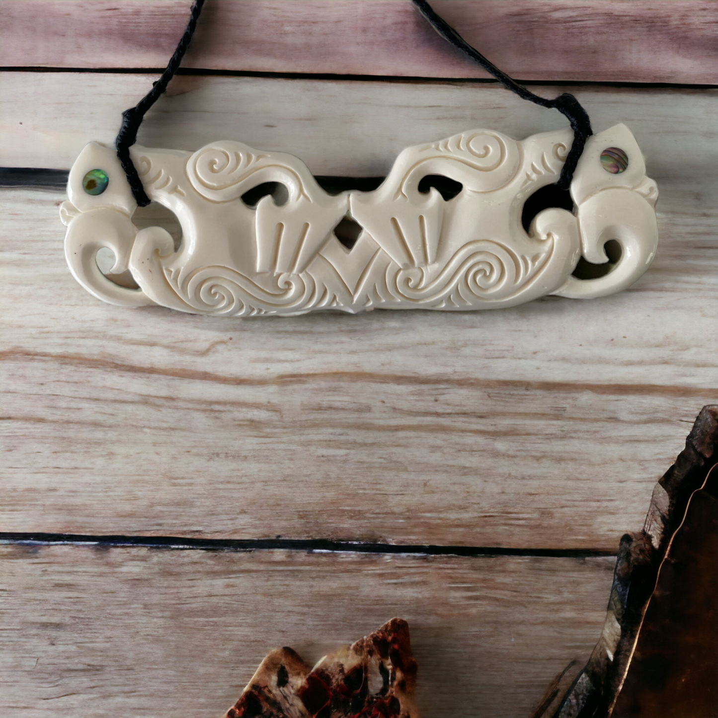 Bone Double Manaia Pendant XL