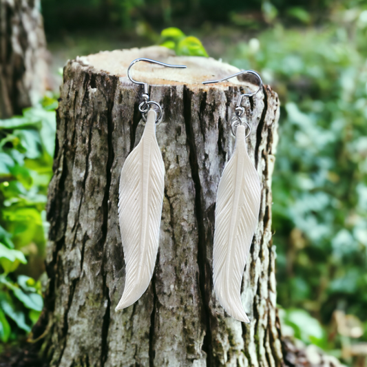 Bone Huia (Feather)Earrings