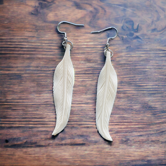 Bone Huia (Feather)Earrings