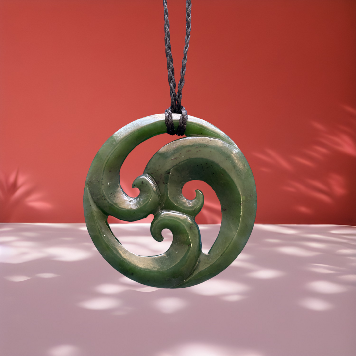 Greenstone / Pounamu Closed Triple Koru Pendant 60mm