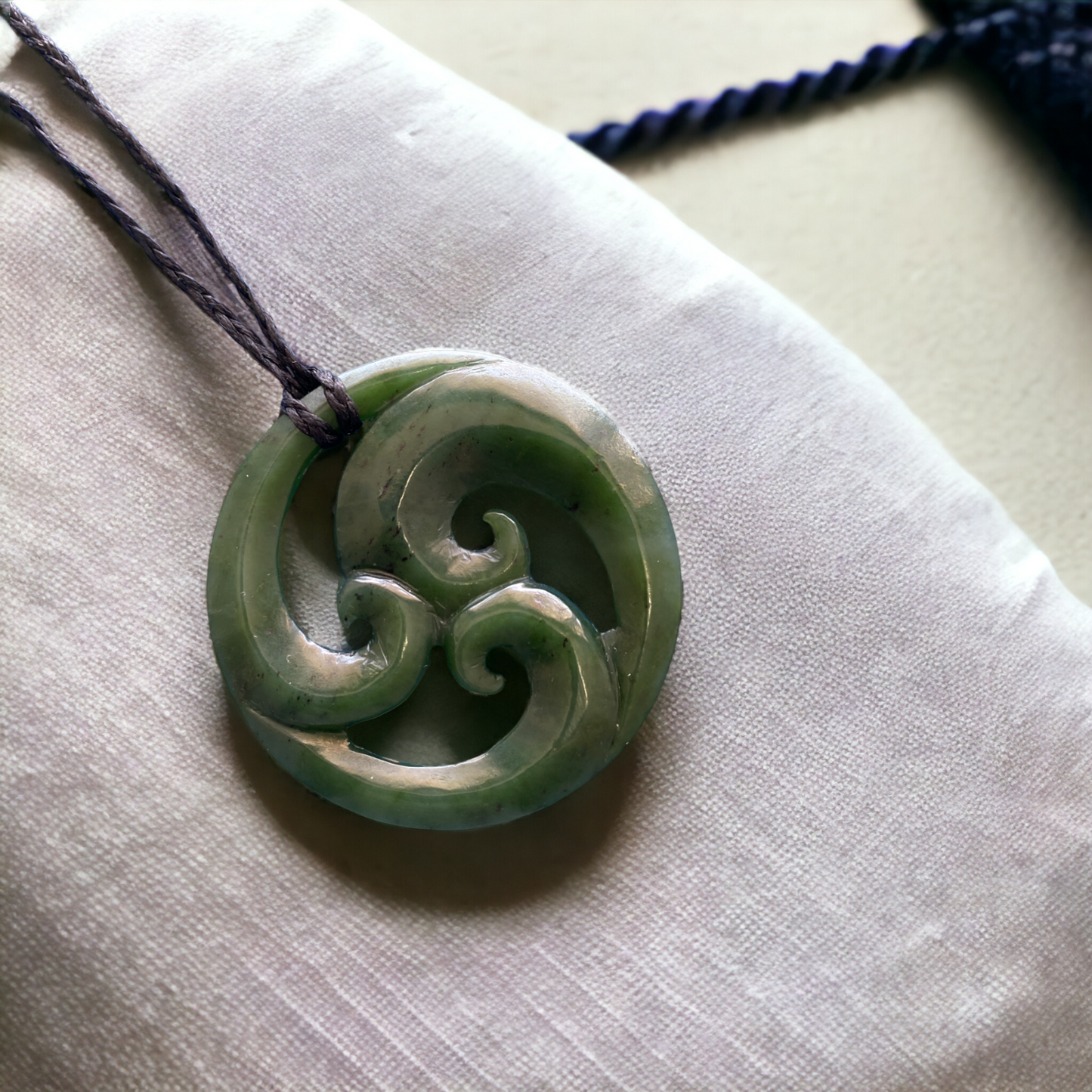 Greenstone / Pounamu Closed Triple Koru Pendant 60mm