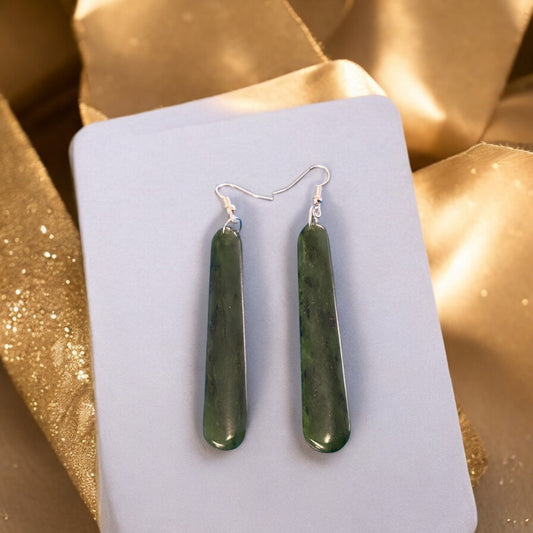 Greenstone Roimata (Teardrop) Earrings 70mm