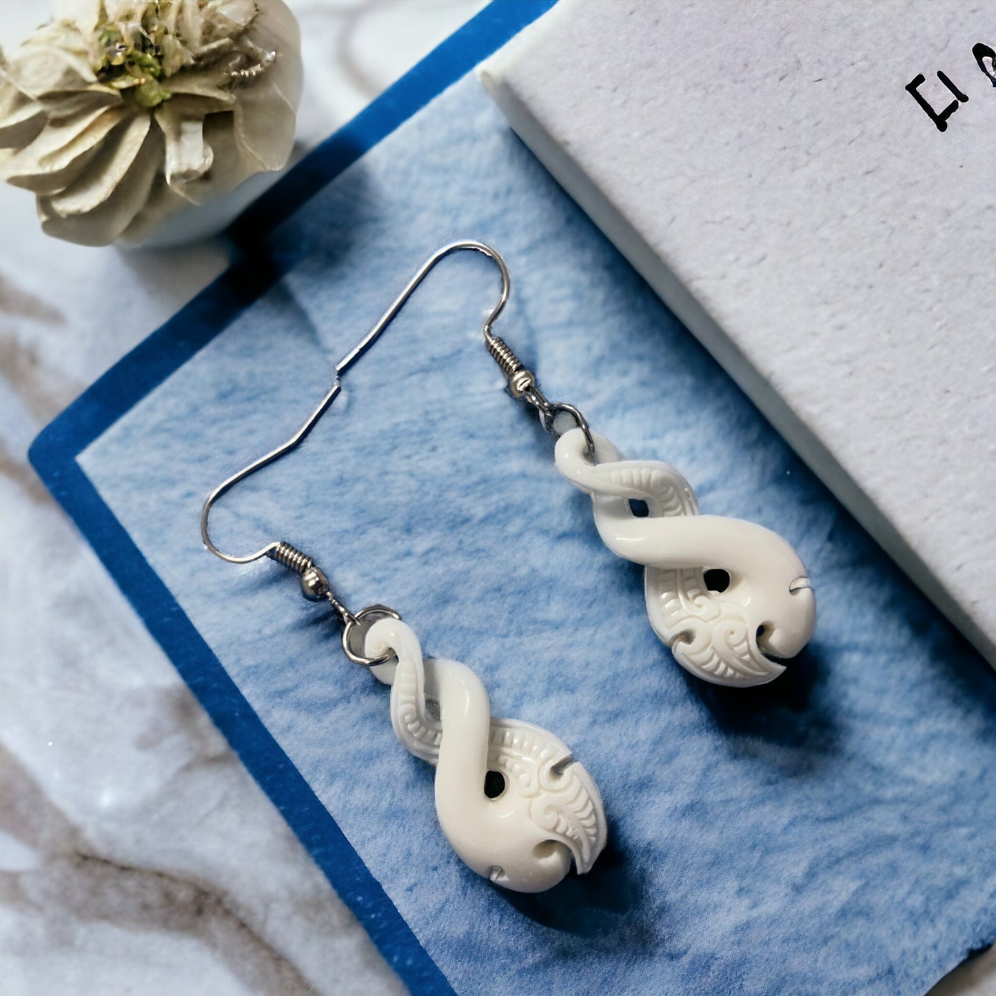 Bone Double Pikorua (Twist) Earrings