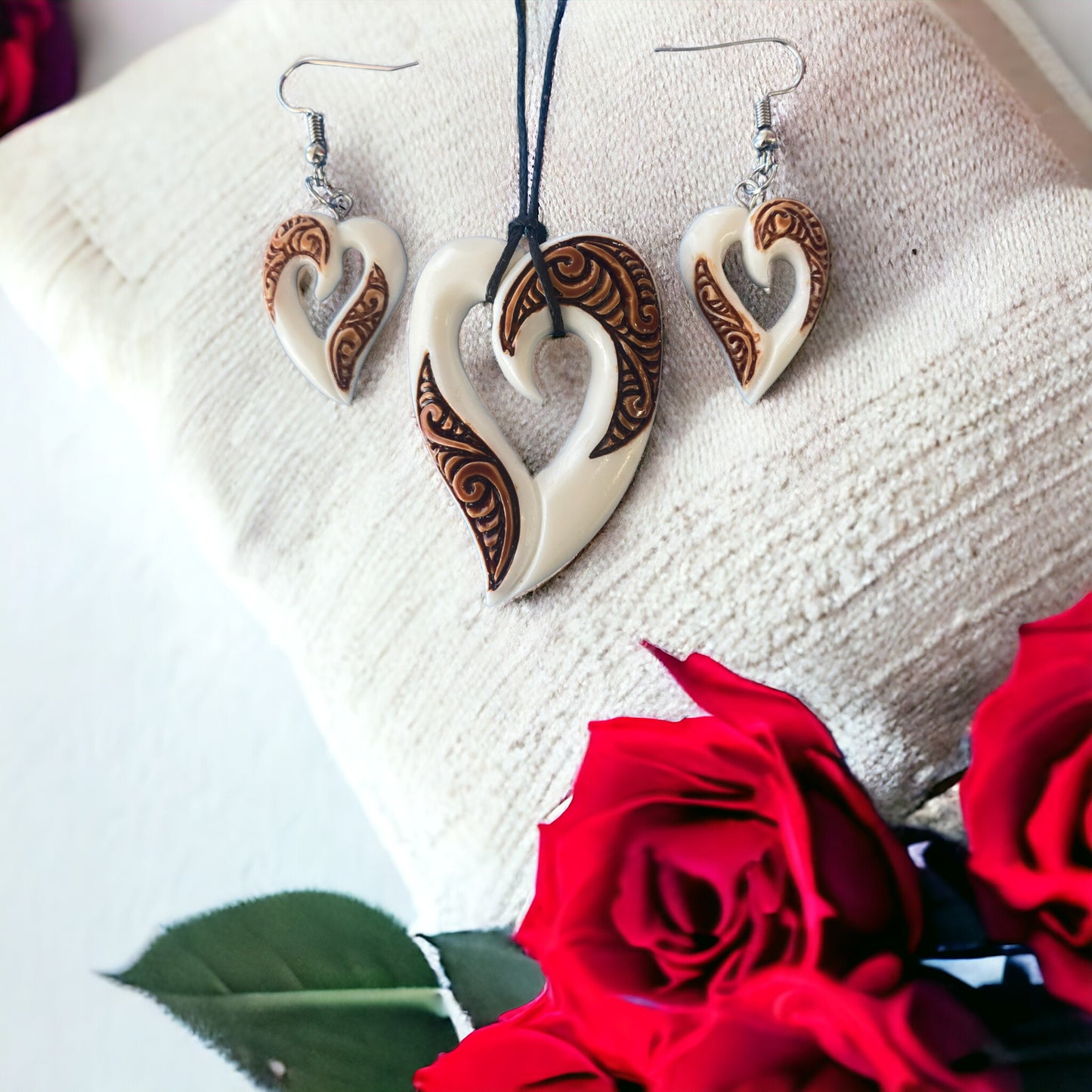 Bone Stained Heart Pendant