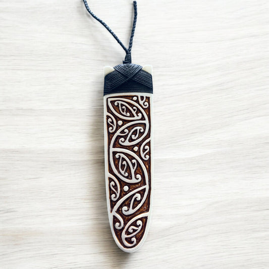 Kowhaiwhai Design Stained Bone Toki