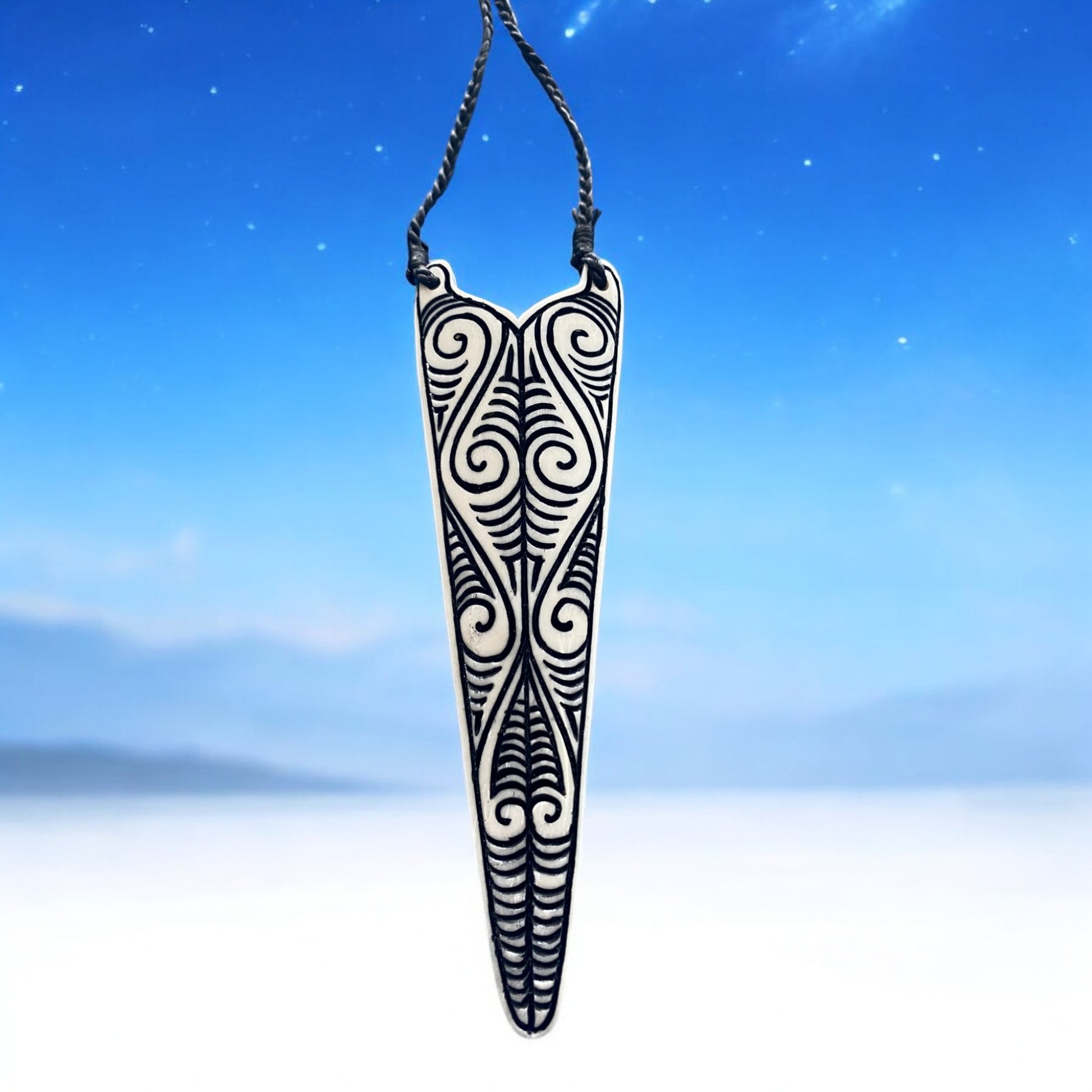 Bone Pendant with Tā Moko Inspired Pattern