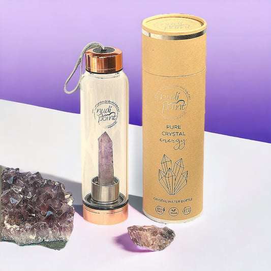 Nudi Point Crystal Elixir Water Bottle - Amethyst (Copper)