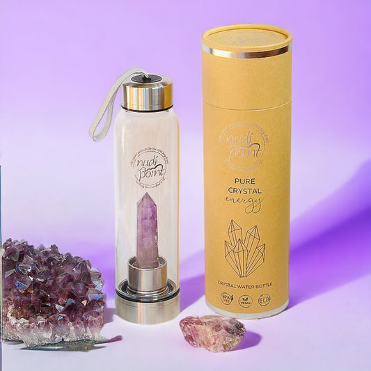 Nudi Point Crystal Elixir Water Bottle - Amethyst (Stainless Steel)