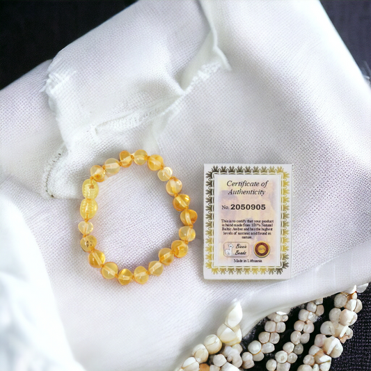 Binnie Beads Baby Amber Bracelet - Lemon