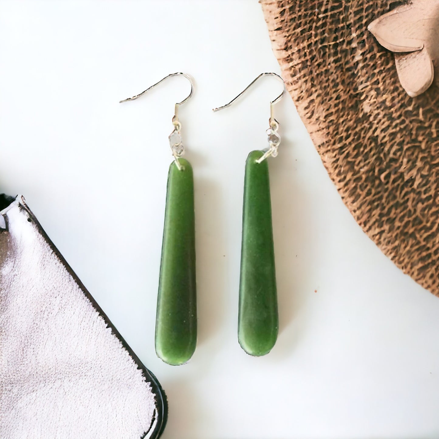 Greenstone / Pounamu Roimata Earrings 50mm