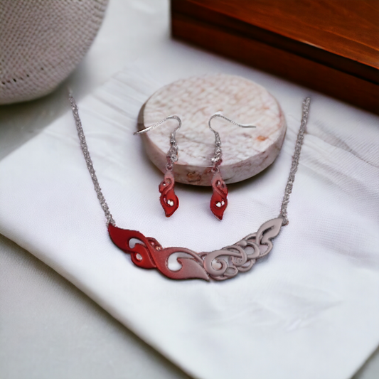 Manaia&wave Rhodium Pendant Set