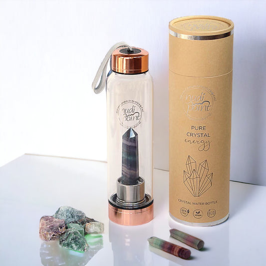 Nudi Point Crystal Elixir Water Bottle - Rainbow Flourite (Copper)