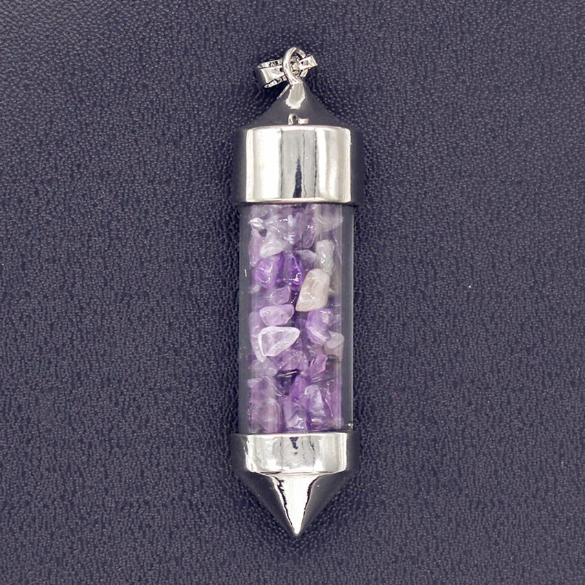 Nudi Point Crystal Bottle Pendant - Amethyst