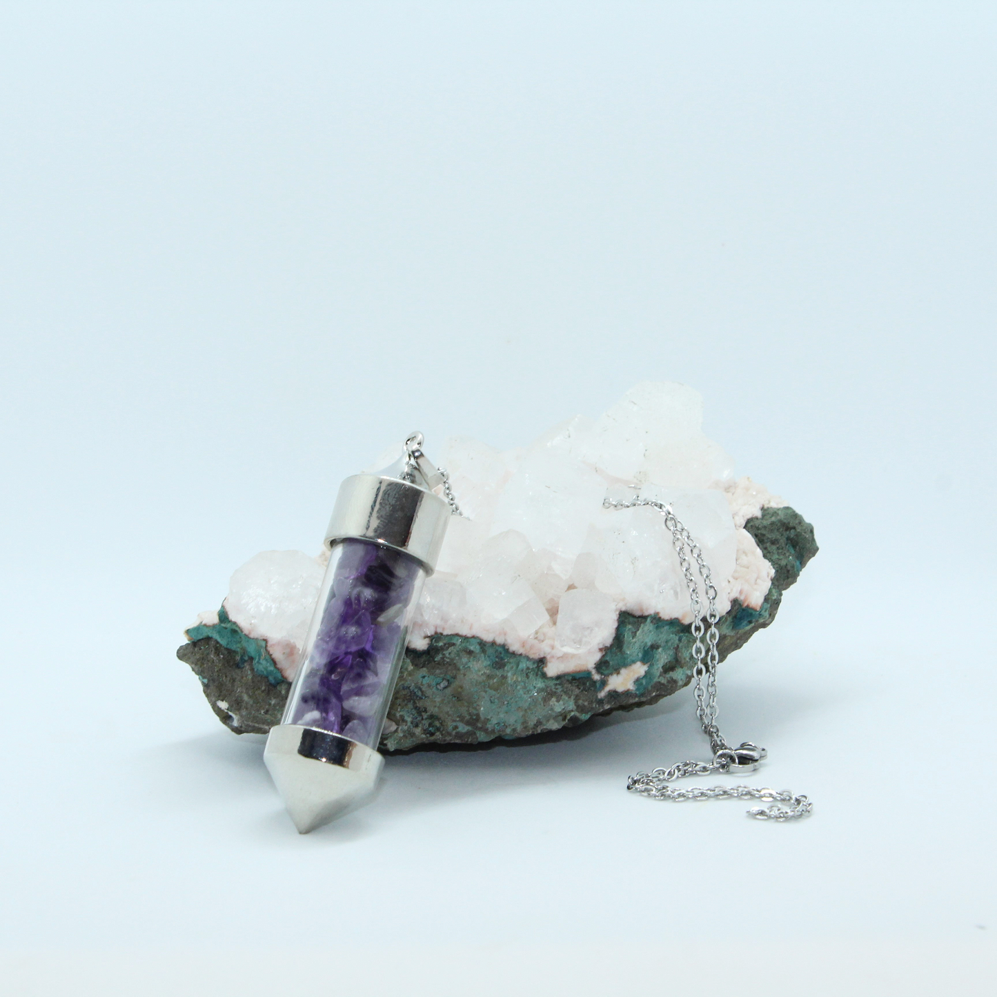 Nudi Point Crystal Bottle Pendant - Amethyst