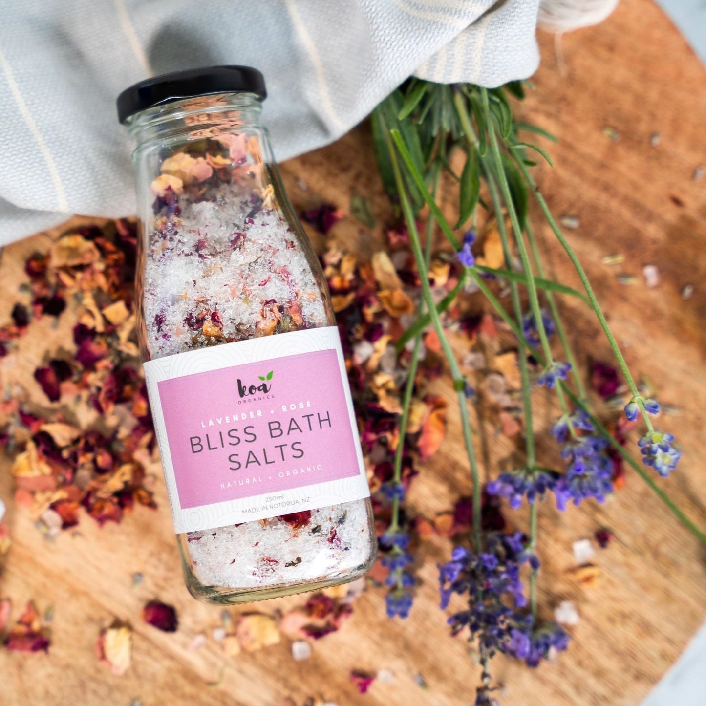 Koa Organics Bliss Bath Salts - Lavender & Rose 250ml