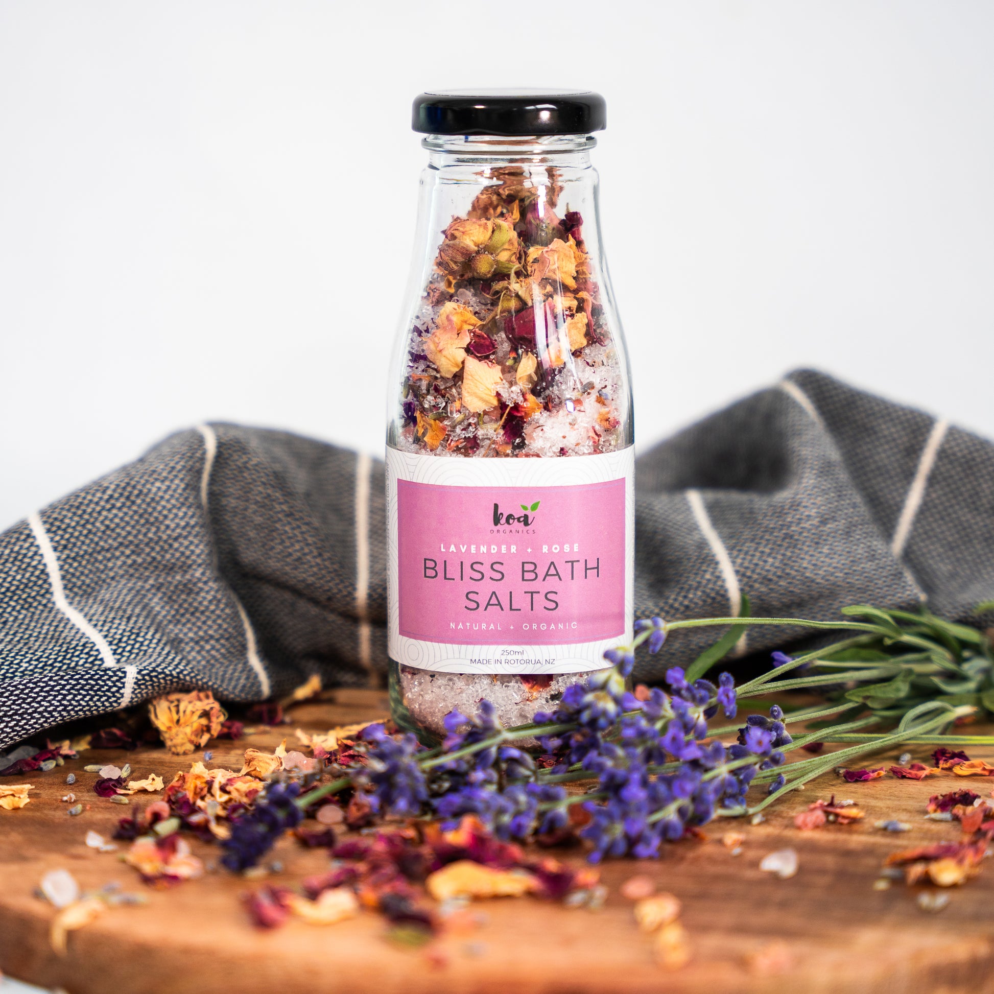 Koa Organics Bliss Bath Salts - Lavender & Rose 250ml