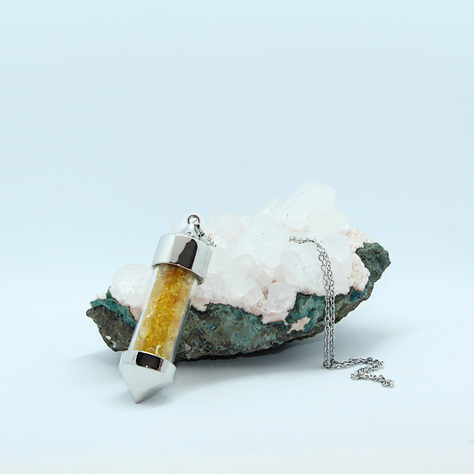 Nudi Point Crystal Bottle Pendant - Citrine