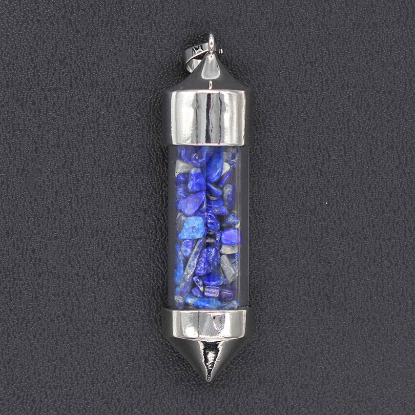 Nudi Point Crystal Bottle Pendant - Lapis Lazuli