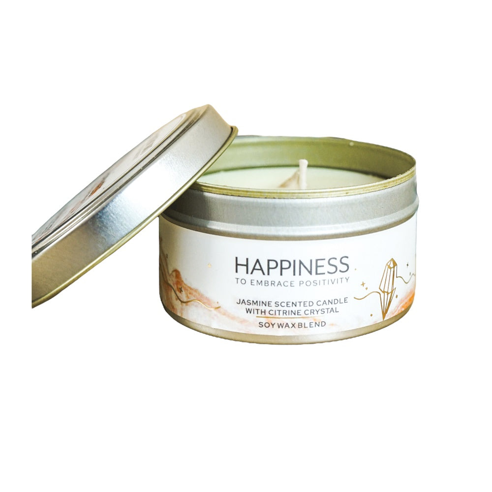 Happiness Jasmine with Citrine Crystal Energy Candle 200gm