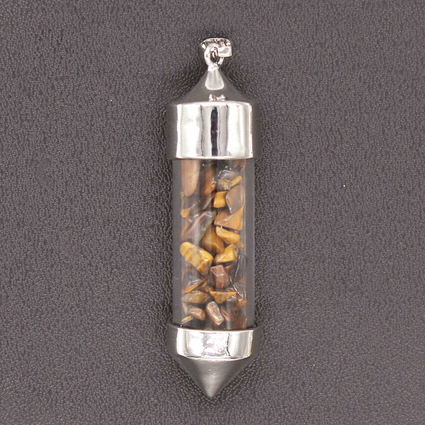 Nudi Point Crystal Bottle Pendant - Tiger's Eye