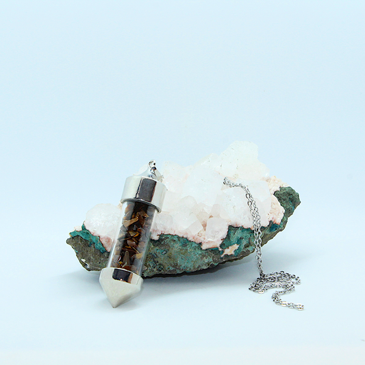 Nudi Point Crystal Bottle Pendant - Tiger's Eye